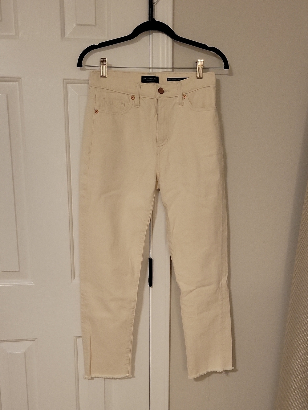 High-Rise Straight Jeans in Cream — Women